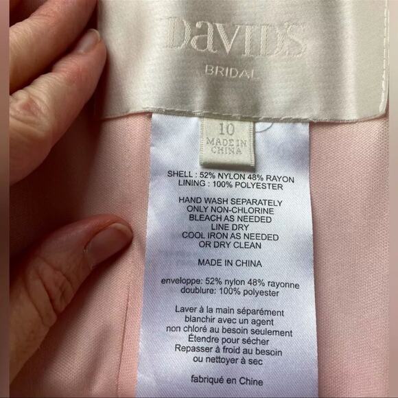 David’s Bridal NWT Women's 10 Pastel Pink Lace One Shoulder Formal Party Dress - Picture 8 of 10